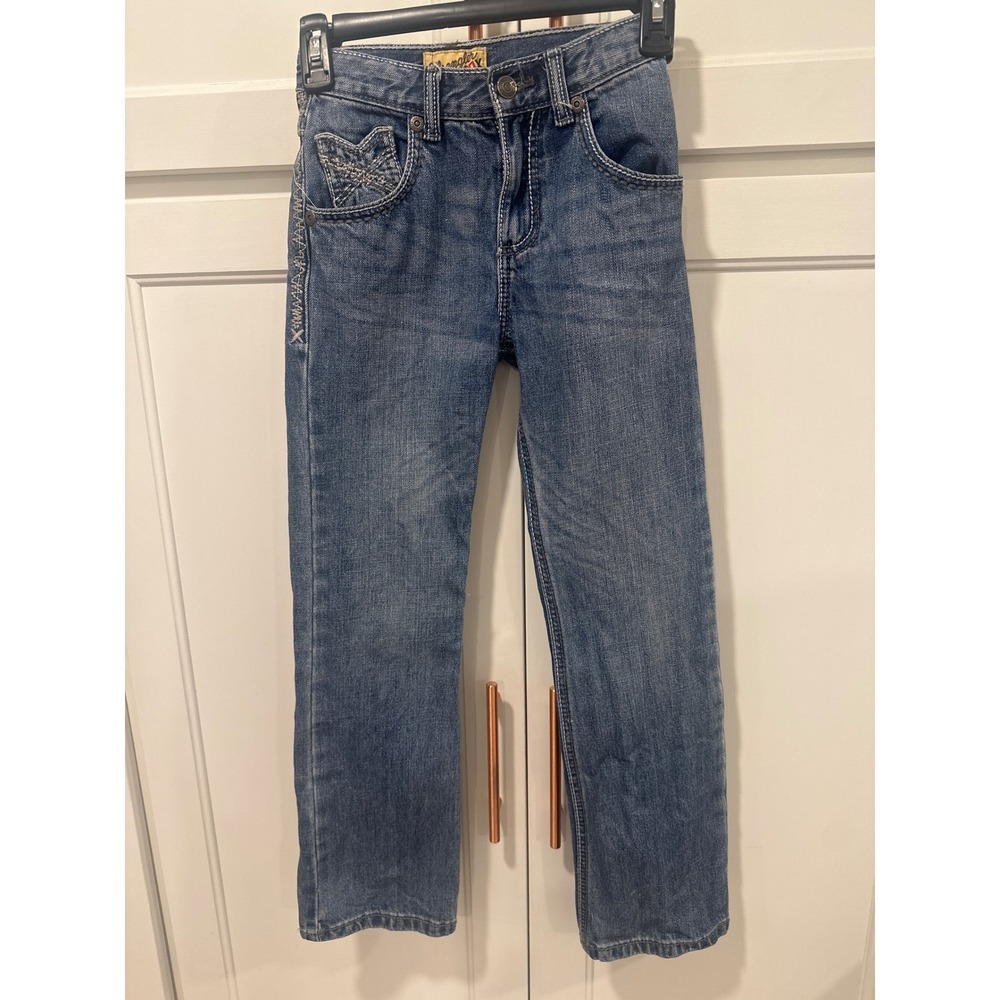 Wrangler 20X Kids Boys Blue Denim Jeans Embroidered Pocket Western Style 22x25.5